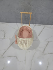 Wicker Wood Doll's Pram, Eco-friendly Wicker Baby Carriage, Doll Stroller, Doll Pram, Wicker Doll Stroller, Wicker Doll Pram