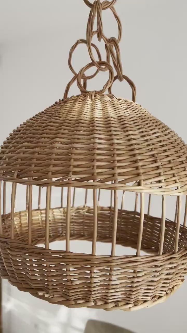 Wicker Pendant Light Shade, Wicker Lamp Boho Style, Lampshade Pendant, Lamp Rattan Chandelier Hanging Lamp Suspension Rotan Natural Lamp